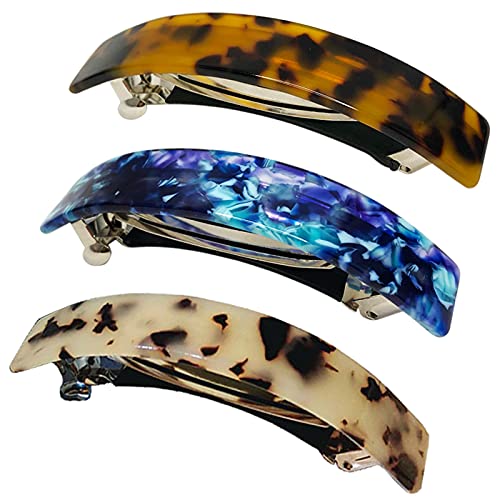 HYFEEL French Barrettes for Women - Classic Tortoise Shell, 3 Pack