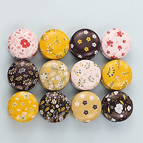 Mini Tinplate Candle Jars with Lids - Classic Flowers & Plants Set, Reusable Travel Containers, 12 pcs