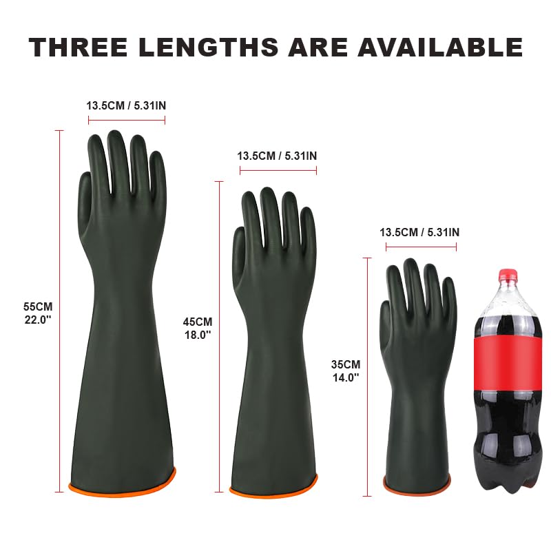 Heavy-Duty Latex Chemical Resistant Gloves - 14" Reusable