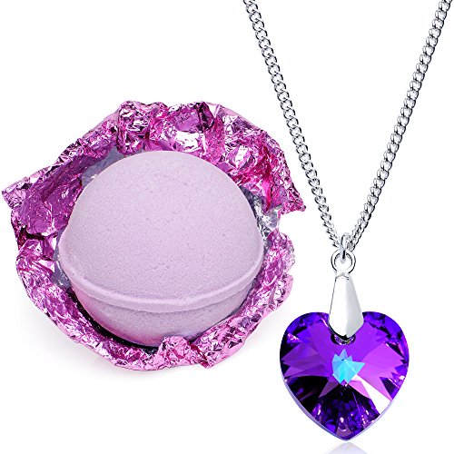 Enliven Me Lavender Bath Bomb with Necklace, 10 oz Extra Large Handmade in USA - Pack of 1