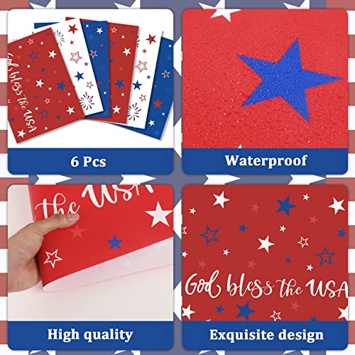Patriotic Plastic Placemats Set of 6 for Memorial Day & 4th of July