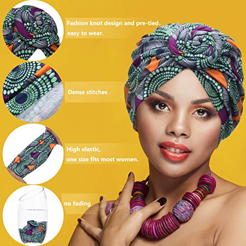 Retro African Headwrap Turban Set for Black Women - 6 Pieces