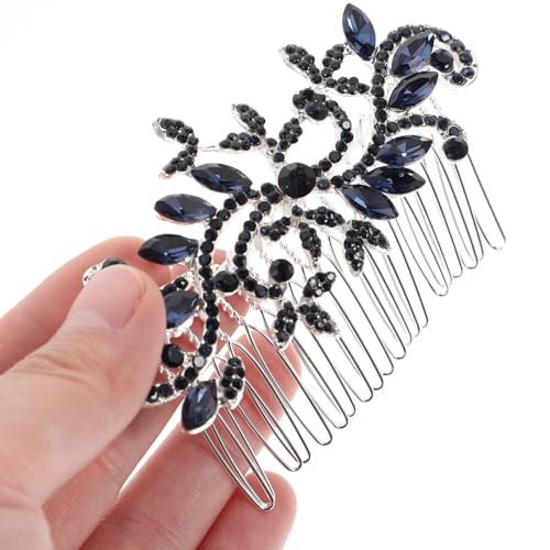 Elegant Blue Rhinestone Wedding Hair Comb for Brides & Bridesmaids