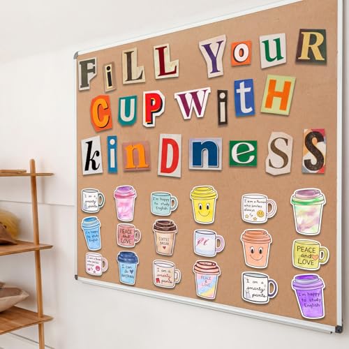 Fill Your Cup with Kindness Bulletin Board Set - 47 Pcs DIY Decor