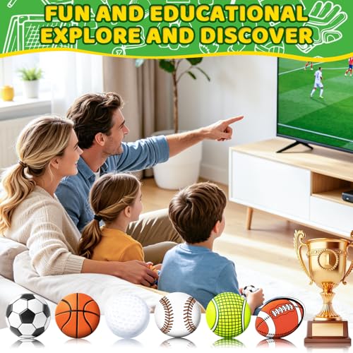 Suyfeifan 6-Pack Sports Themed Bath Bombs for Kids, Organic SPA Gift Set