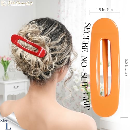 RC ROCHE 6-Piece Flat Claw Clips for Thick Hair, No-Slip Hair Accessories