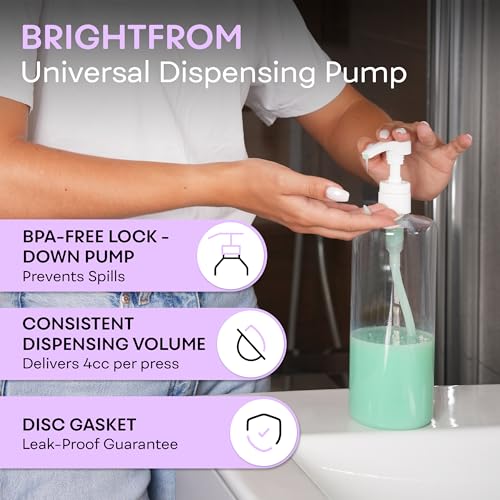BRIGHTFROM Universal Shampoo & Conditioner Dispenser Pump Set for 12oz-33.8oz Bottles, Fits 28/410 Neck, Pack of 2