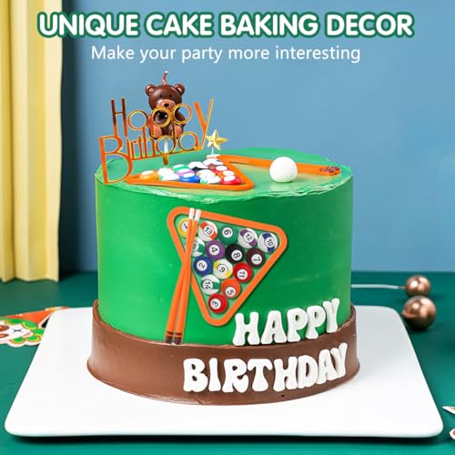 Billiard Cake Toppers Set - 8cm Soft Silicone Pool Ball Decorations