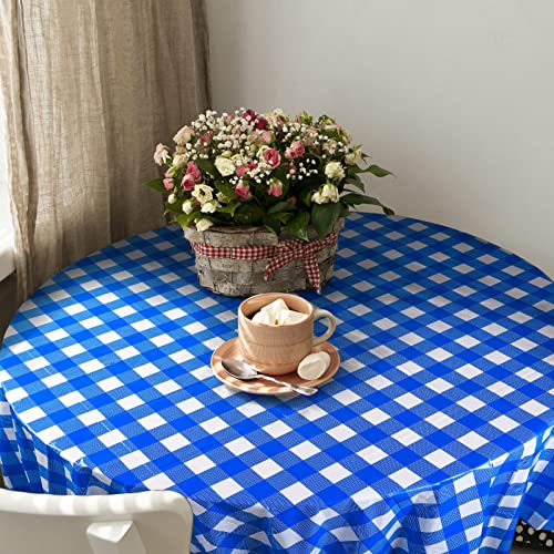 84'' Disposable Checkered Round Tablecloth - 3 Pack Gingham Covers