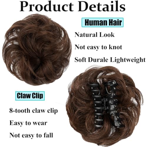 VADES Dark Brown #2 Claw Clip Messy Bun Hair Piece - Real Human Hair