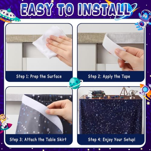 Tiamon 6 FT Galaxy Night Sky Table Skirt for Classroom Decor
