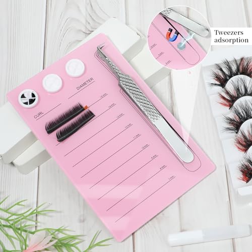 Acrylic Eyelash Extension Pallet with Suction for Tweezers - Pink
