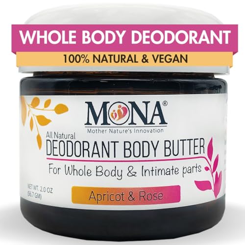 MONA All Natural Deodorant Cream, Apricot & Rose - 2 Oz for Body & Intimate Use