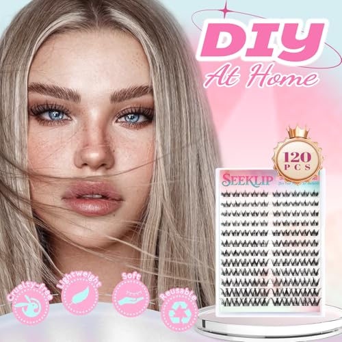 SeekLip Spiky Doll Manga Eyelash Clusters 8-16mm Natural DIY False Lashes 120 Pcs