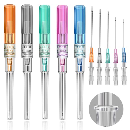 Prgislew 5-Piece Catheter Piercing Needles Set - 14G to 22G