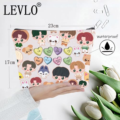 LEVLO Korean Cartoon Makeup Bag - Zipper Pouch for Fans