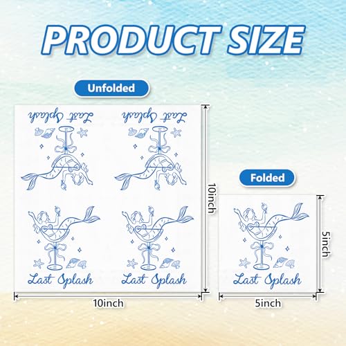 FYSUIMU 50 Pcs Last Splash Mermaid Cocktail Napkins - Blue