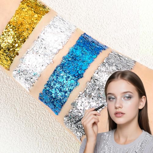 Badhare 4-Pack Body and Face Glitter Gel for Festivals and Parties