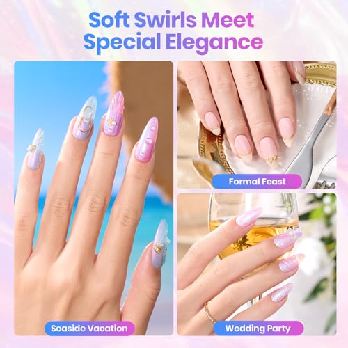 Beetles Pearly Swirl Gel Polish Set - 6 Piece Shell Texture Nail Art Kit