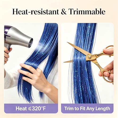 Celinabella 23-Inch Orange Gold Hair Tinsel Extensions - 6PCS