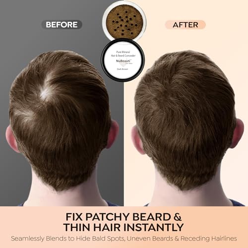 NuBeauti Beard & Hair Root Touch Up Powder - Dark Brown with Brush