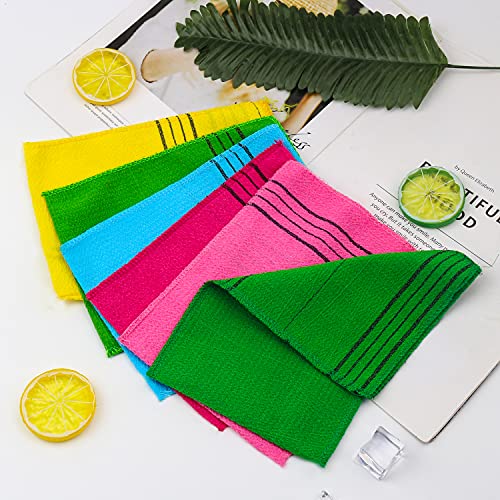 Korean Exfoliating Mitts - 6 Pcs Colorful Washcloth Set