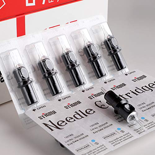 STIGMA #12(7RL) Standard Disposable Tattoo Needle Cartridges with Membrane Safety Cartridges for Tattoo Artists Round Liner 50Pcs Super Value Pack EN05-50-1207RL
