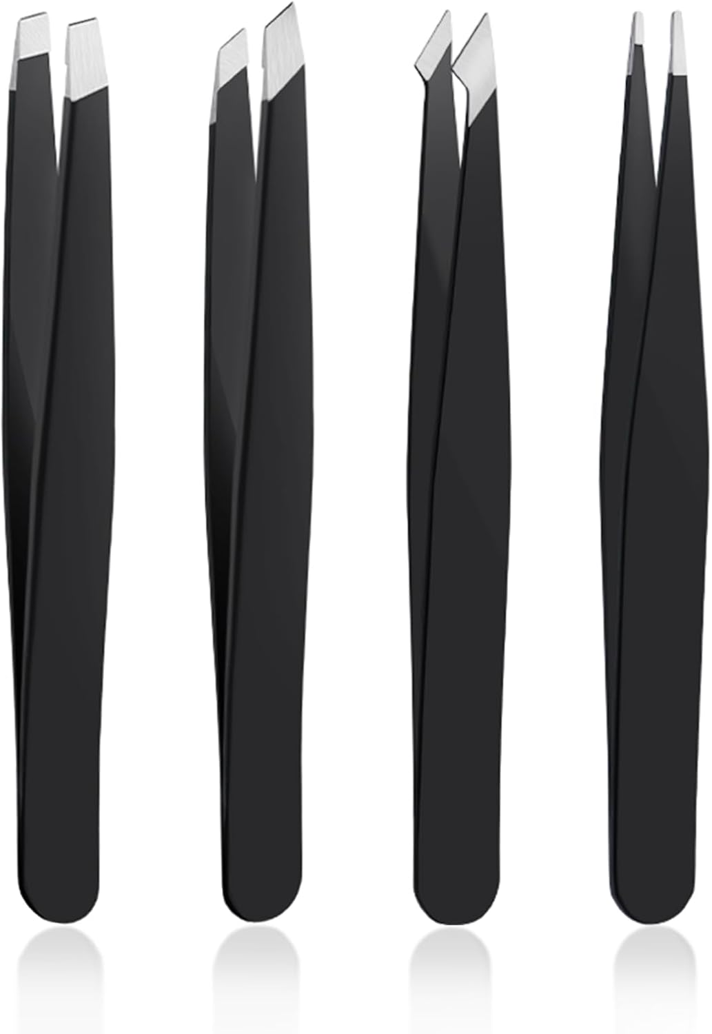 Stainless Steel Tweezers Set - Precision Ingrown Hair & Splinter Remover | 4 PCS