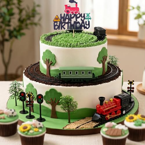 13-Piece Train Theme Cake Topper Set for Birthday Parties