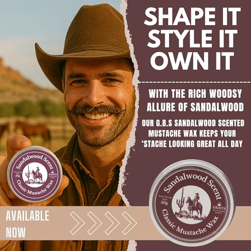 G.B.S Mustache Wax Kit with Sandalwood Scent - Extra Strong Hold, 7 Inch Grooming Set for Men