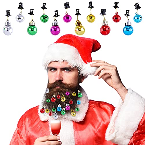 JOVITEC 24-Piece Christmas Beard Ornaments Set with Bells & Clips