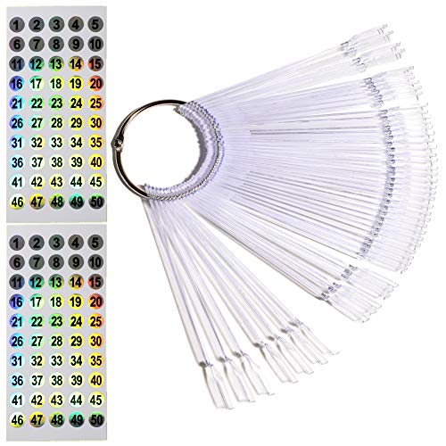 50pcs Nail Swatch Sticks with Ring for Nail Color Display (transparent) – 50 Count Pack by FENKON