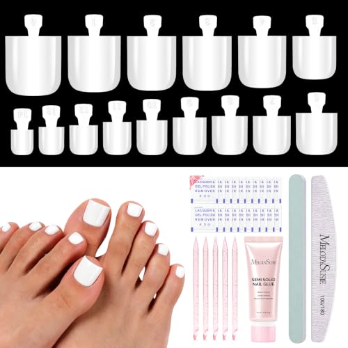 MelodySusie Press-On Toenails Kit - 150 Pcs Square Soft Gel Pedicure Set