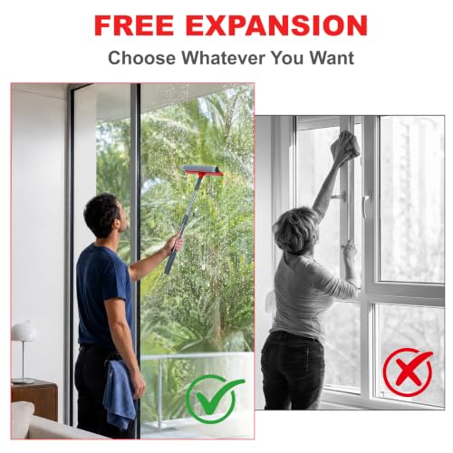 Bryquelin 2-in-1 Window Squeegee with Adjustable 19-37" Handle