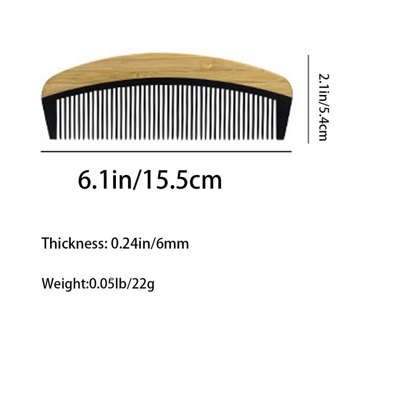 Natural Bakelite Wood Comb for Scalp Massage & Hair Care - Eco-Friendly Bamboo Wood Comb with Ergonomic Handle, Gift for Family & Friends (6.1 Inch, Black)(MediumA1)