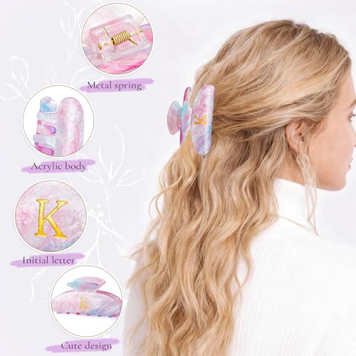 Personalized Lavender Initial Hair Clip - Strong Hold Claw Clip