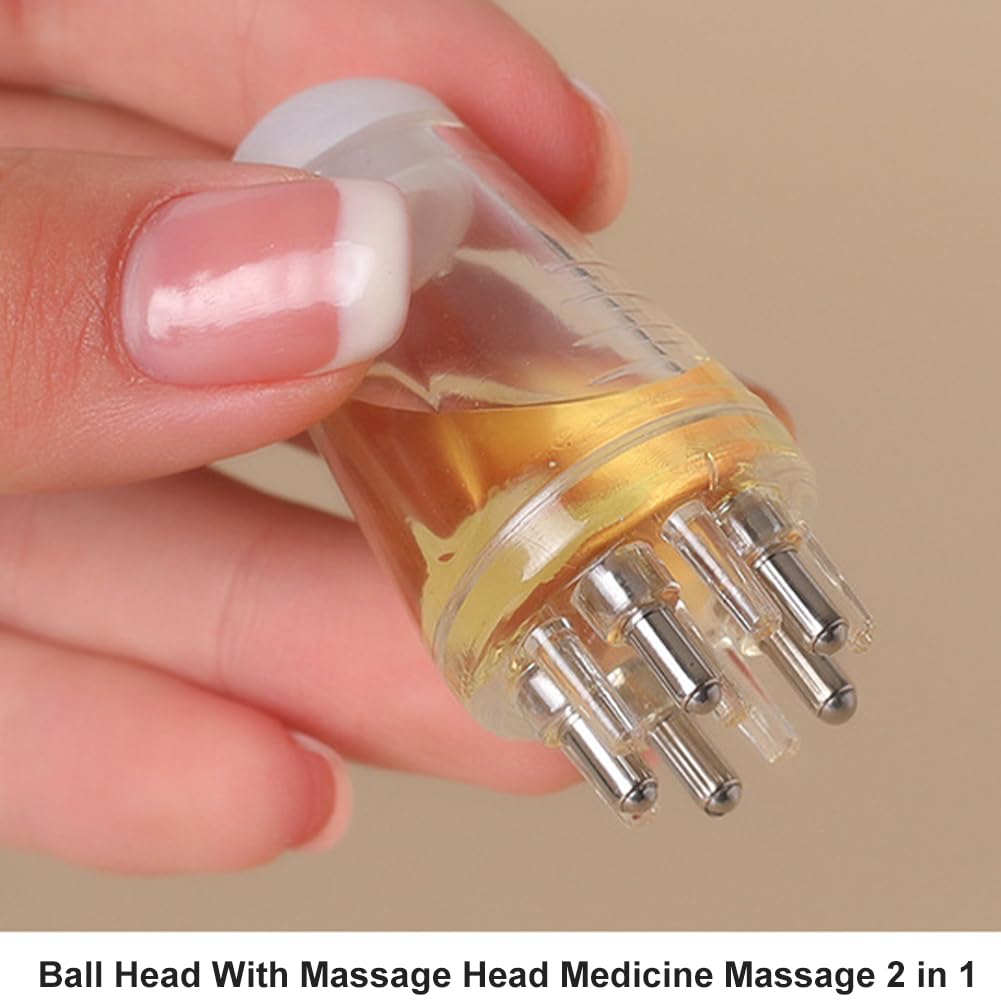Melunira Hair Applicator Bottle with Ball Root Comb & Scale, 6ml Scalp Massager for Oils & Serums, Travel-Friendly Precision Tool for Hair Growth and Even Distribution(Clear)