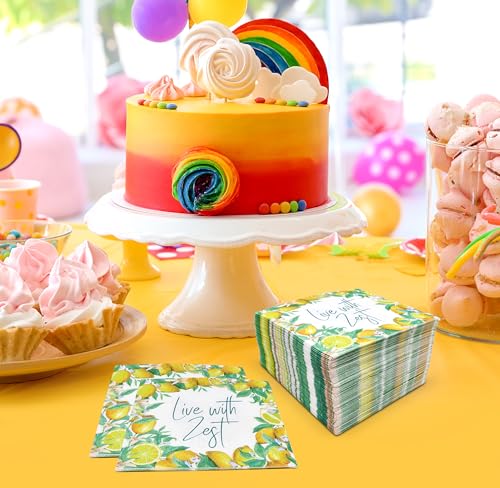 Floral Cocktail Napkins - Live with Zest, 100 Pcs Disposable, 10" x 10"