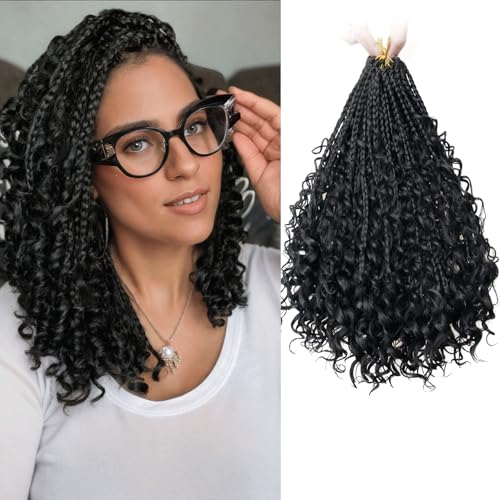 BYKSVIOC 10 Inch Goddess Box Braids Crochet Hair - 8 Packs, 1B