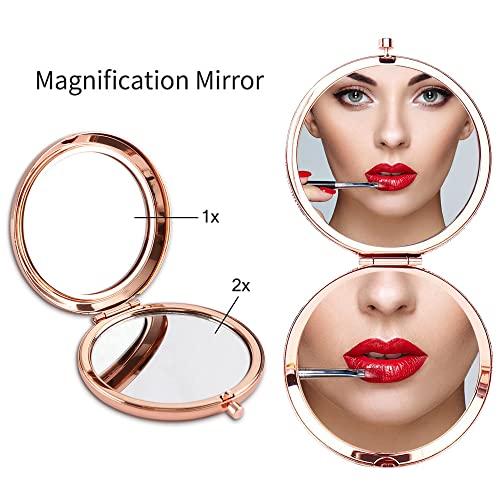 Rose Gold Compact Mirror Gift for Daughter - Engraved Travel Makeup Mirror
