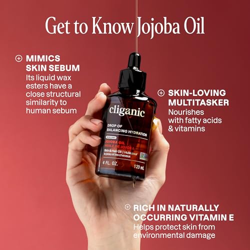 Cliganic Jojoba Oil Non-GMO, Bulk 16oz | 100% Pure for Skin, Hair & Face, Cold Pressed Natural Hexane Free - Hair Relaxer
