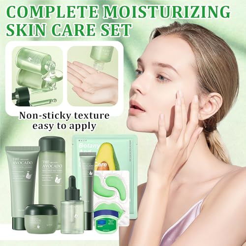 JunKuJK Avocado Skin Care Set A – Hydrating Facial Cleanser, Serum & Masks for Women