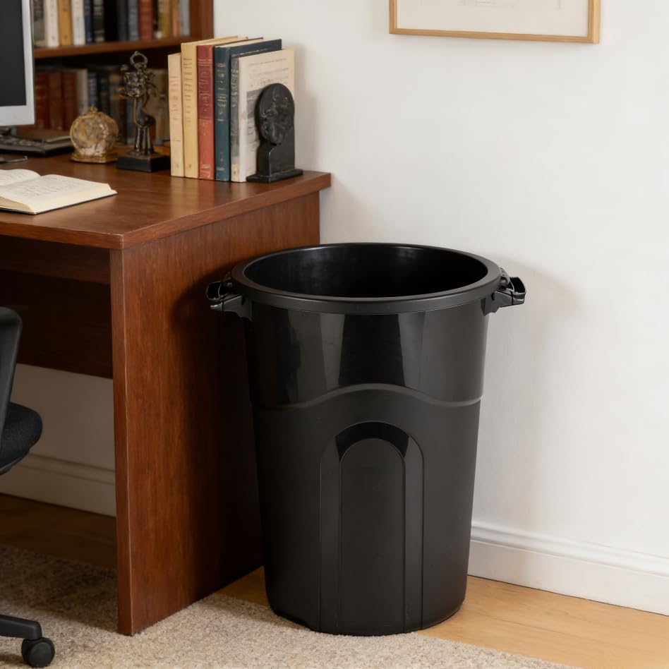 32 Gallon Trash Can - Durable Indoor/Outdoor Waste Bin with Lid | Black
