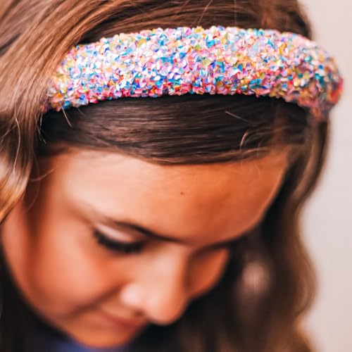 Rainbow Sequin Padded Headband for Girls - Sparkly Puffy Hair Accessory for Kids & Teens, 1 Pack