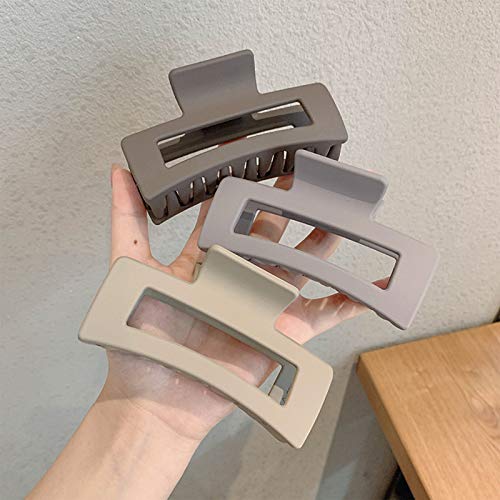 Large Matte Plastic Hair Claw Clips 6-Pack – Strong Hold, Non-Slip Rectangle Hair Accessories for Women & Girls