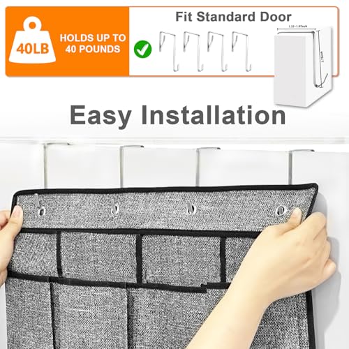 Over the Door Shoe Organizer with 24 Large Pockets - Black