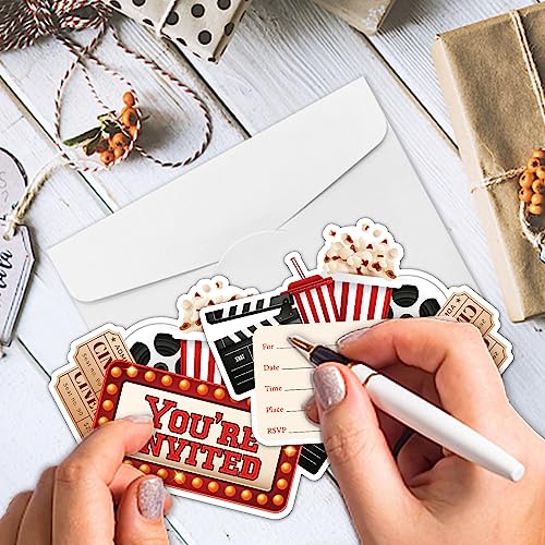 Movie Party Invitations Set of 15 with Envelopes & Stickers