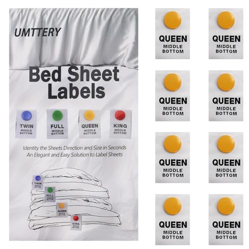 Umttery Bed Sheet Labels - Easy Size Identifier for Queen Sheets, 8 Pack