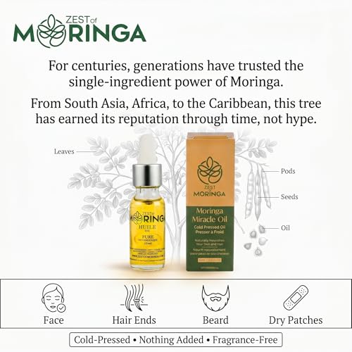 100% Pure Cold-Pressed Moringa Seed Oil - 15ml Nourishing Multi-Vitamin Oil