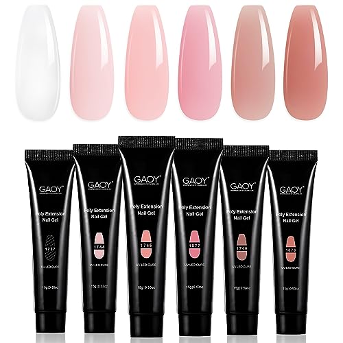 GAOY 6-Color Poly Gel Nail Extension Kit - Long-Lasting & Easy to Use
